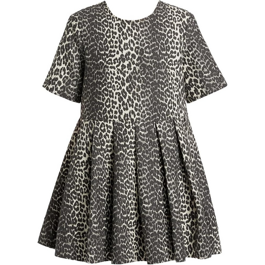 Ganni Leopard Cotton Tweed Minidress