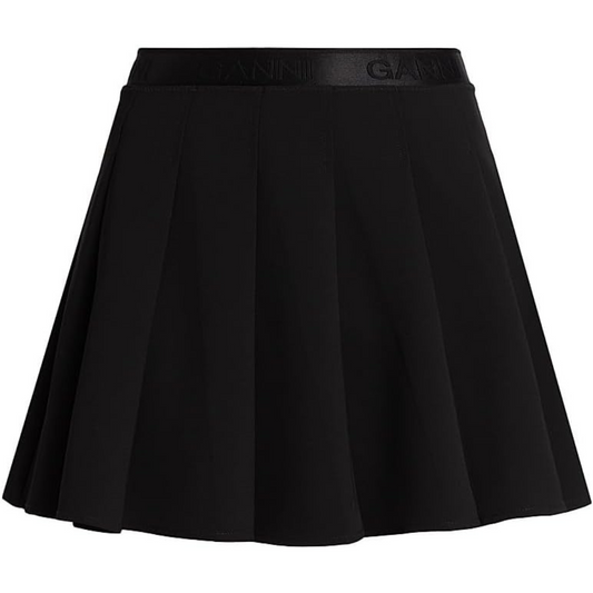 Ganni Logo Pleated Twill Miniskirt