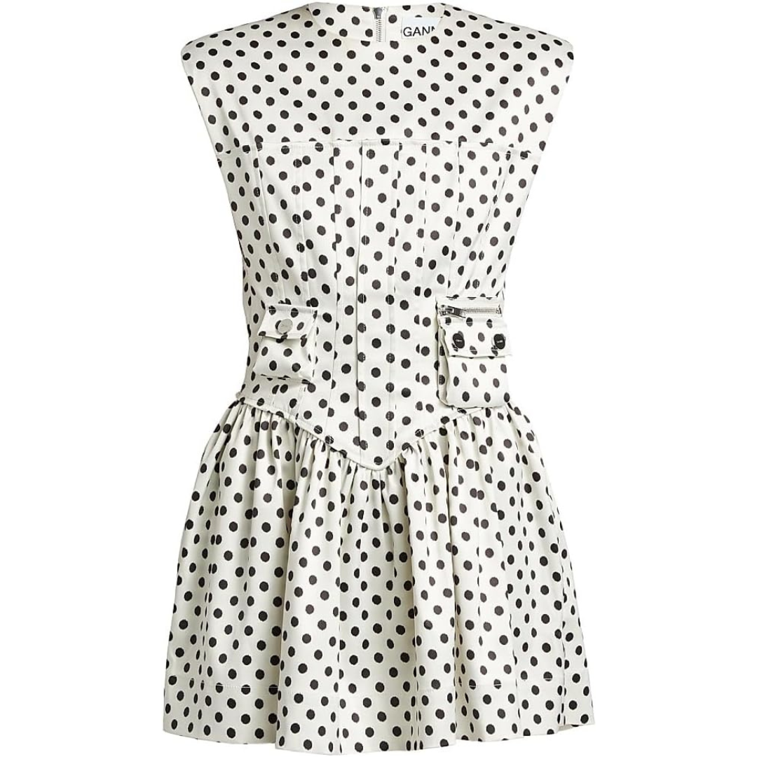 Ganni Polka Dot Satin Corset Minidress