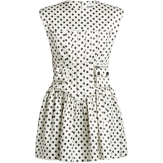 Ganni Polka Dot Satin Corset Minidress