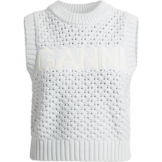 Ganni Textured Cotton Pointelle Vest