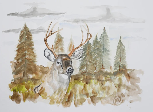 Buck Season @Backyard Marvels Limited Edition Original Watercolor Art