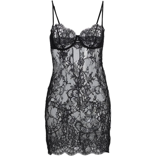 Kiki de Montparnasse Camille Lace Mini-Slipdress-Black