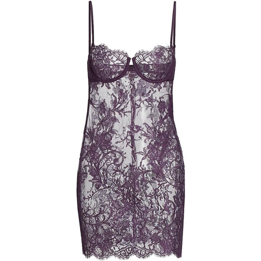Kiki de Montparnasse Camille Lace Mini-Slipdress-Cassis