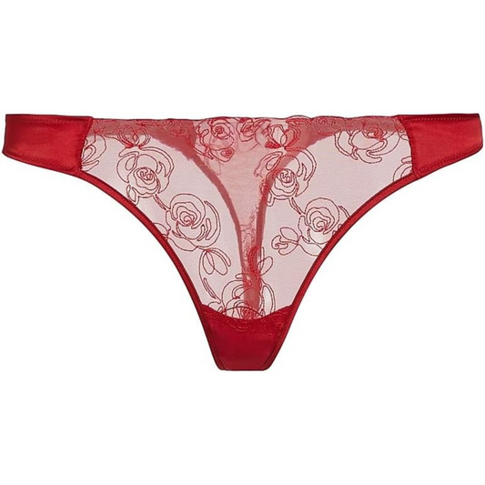 Kiki de Montparnasse La Rose Lace Thong-Red