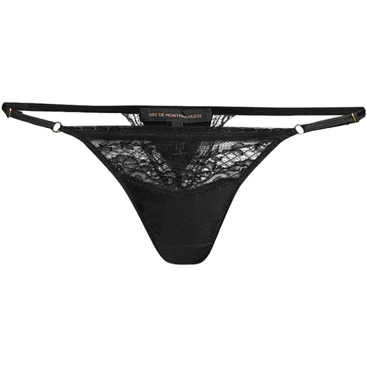 Kiki de Montparnasse Lace-Trim Charmeuse Thong