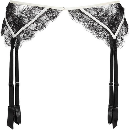 Kiki de Montparnasse Lace Inset Garter Belt-Ecru
