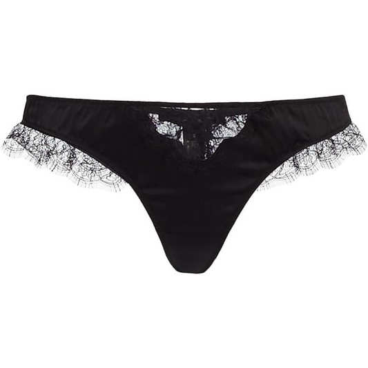 Kiki de Montparnasse Lace Inset Thong-Black