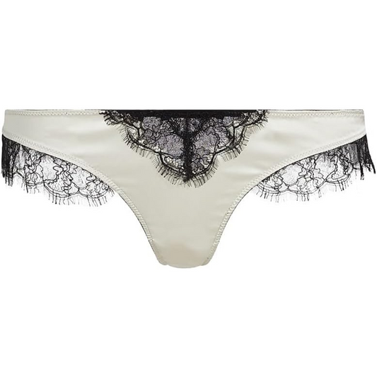 Kiki de Montparnasse Lace Inset Thong-Ecru