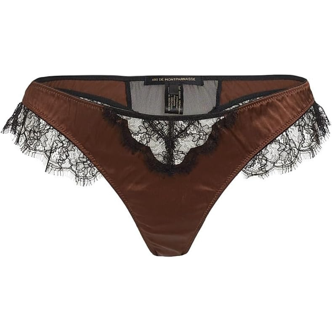 Kiki de Montparnasse Lace Inset Thong-Mink