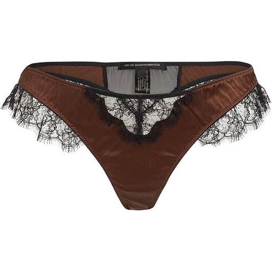 Kiki de Montparnasse Lace Inset Thong-Mink