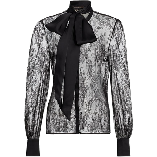 Kiki de Montparnasse Lace Tie-Neck Blouse