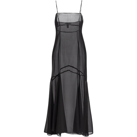Kiki de Montparnasse Silk Chiffon Seamed Maxi Dress