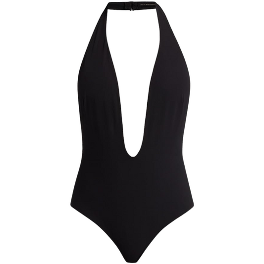 Kiki de Montparnasse, Echauffe Plunging V-Halterneck One-Piece Swimsuit-Black