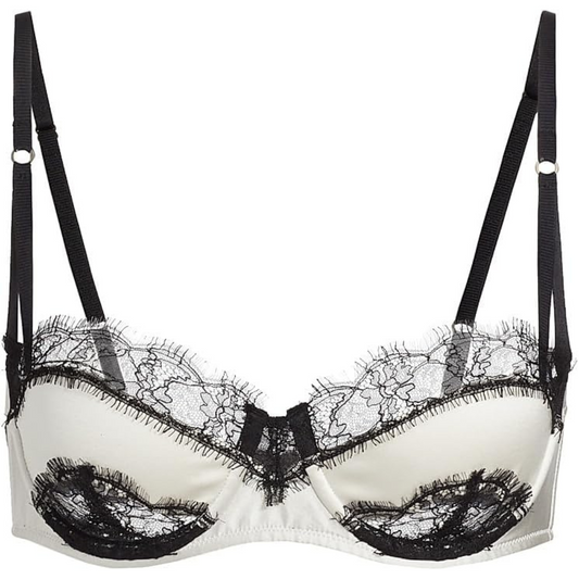 Kiki de Montparnasse, Lace Inset Balconette Bra-Ecru