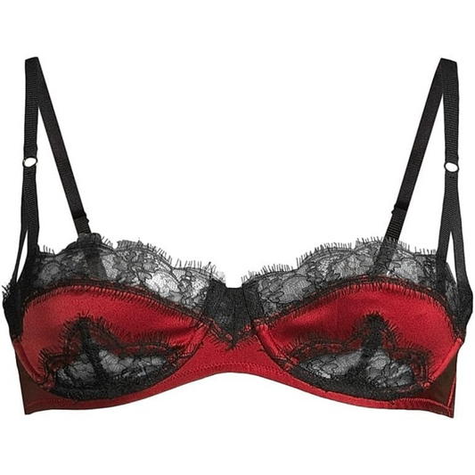 Kiki de Montparnasse, Lace Inset Balconette Bra-Red