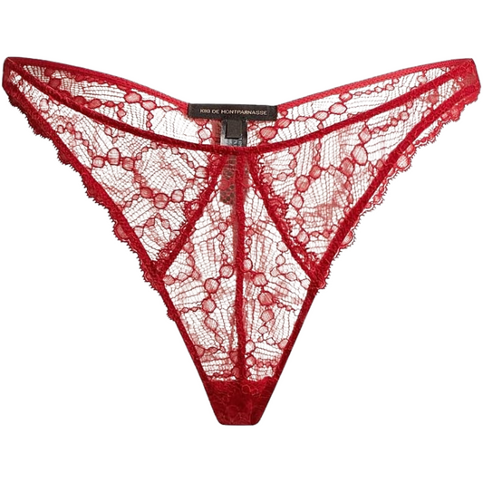 Kiki de Montparnasse, Mon Cheri Sheer Lace Briefs-Red