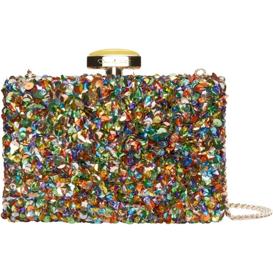 Oscar de la Renta Confetti Sequin Embroidered Minaudiere, Rainbow