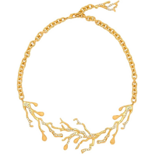 Oscar de la Renta Coral & Gold Drops Necklace