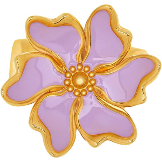 Oscar de la Renta Enamel Cherry Blossom Ring-Lavender