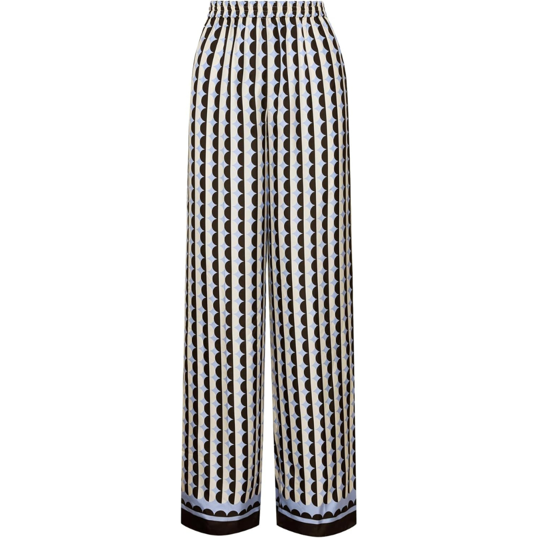 Oscar de la Renta Geometric Circle Silk Twill Pants