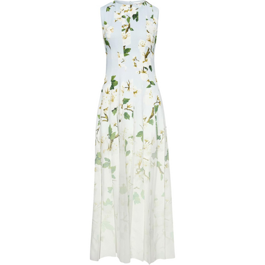 Oscar de la Renta Ombré Cherry Blossom Cady Inset Dress