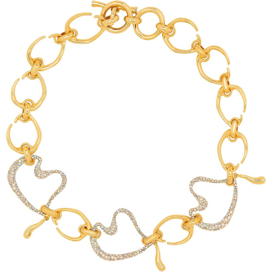 Oscar de la Renta Pavé Heart O Chain-Link Necklace