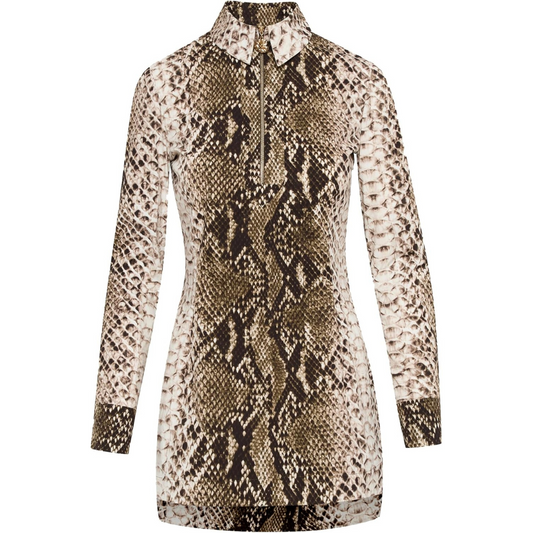 Oscar de la Renta Snake Cotton Poplin Shirt Dress