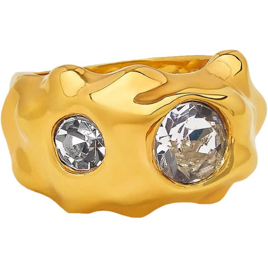 Oscar de la Renta Textured Metal Crystal Ring