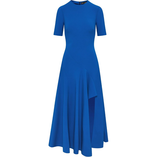 Oscar de la Renta Wave Detail Midi Dress-Lapis