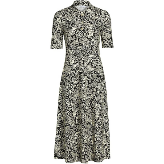 Rosetta Getty Floral Squiggle A-Line Polo Dress