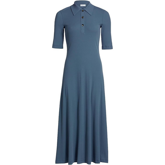 Rosetta Getty Ribbed Cotton Polo Maxi Dress