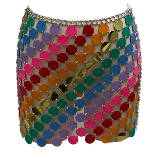 Colorful Sequin Metal Chain Hollow Out Mini Skirt-Multiple Color Options
