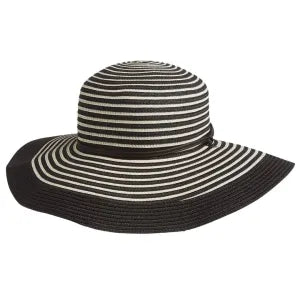 Sloggers Standard Wide Brim Braided Sun Hat-Black+White NWOT