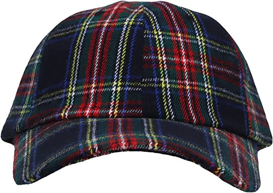 With Moons Tartan Plaid Baseball Cap-Black