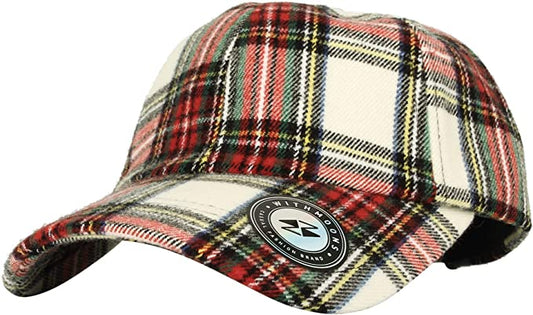 With Moons Tartan Plaid Baseball Cap-Green