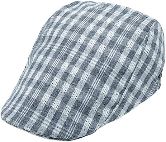 WITHMOONS Cotton Newsboy Hat Ivy Flat Cap Tartan Check-Grey