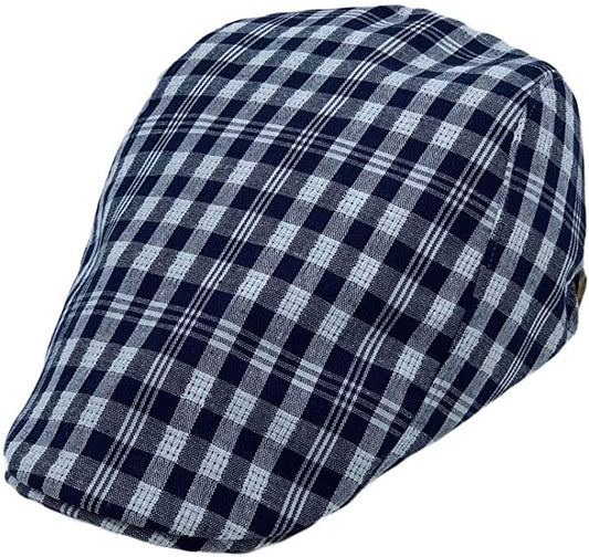 WITHMOONS Cotton Newsboy Hat Ivy Flat Cap Tartan Check-Navy
