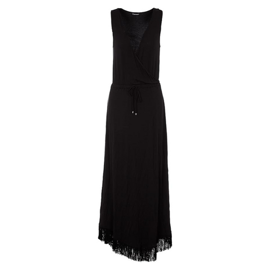 Emporio Armani Fringes Viscose Long Dress
