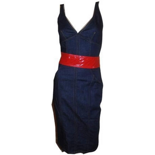 Dolce & Gabbana D&G Knee Length Dress Dark Denim Blue Cotton