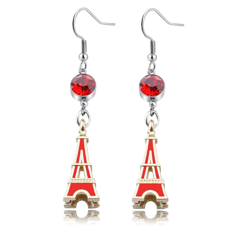 Eiffel Tower With Birthstone Earrings