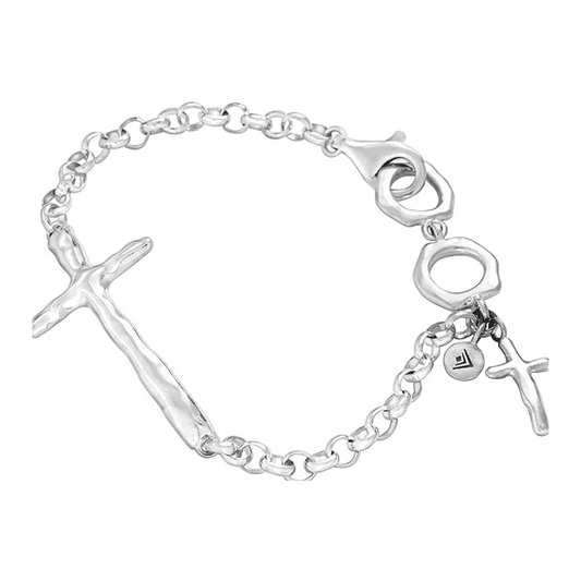 Silpada 'in Good Faith' Organic Cross Chain Bracelet in Sterling Silver, 7.5"