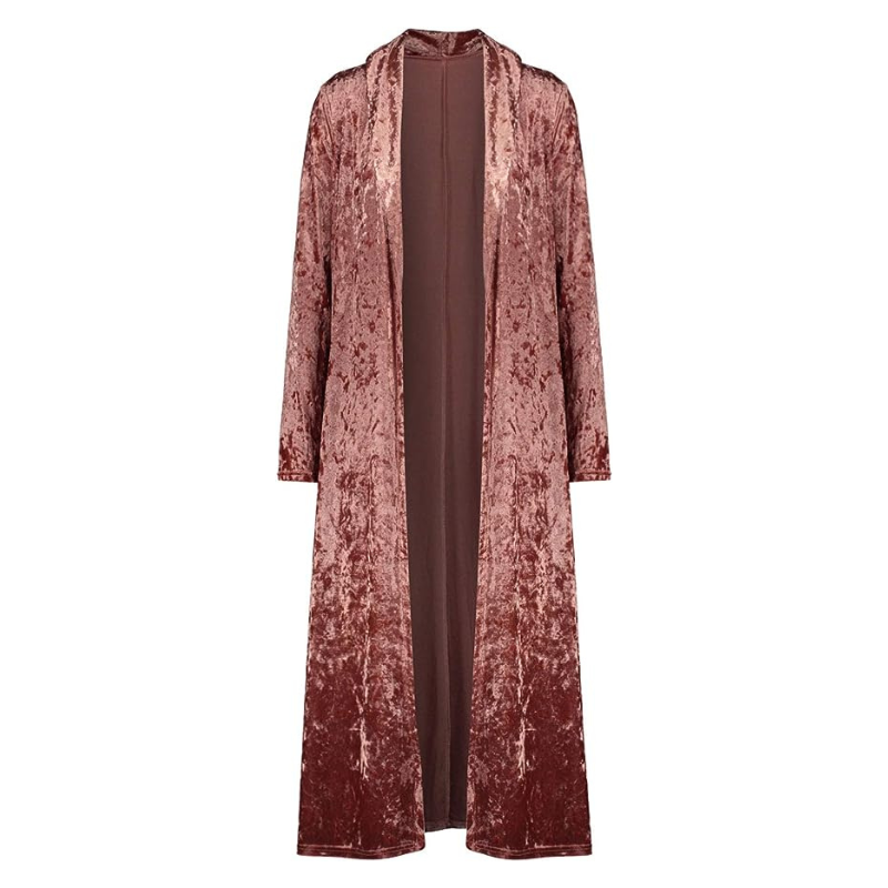 Velvet Maxi Duster Cardigans Open Front Trench Coat