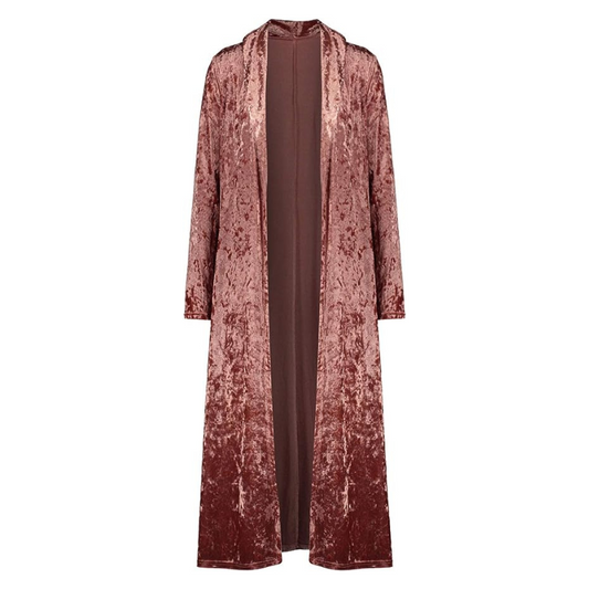 Velvet Maxi Duster Cardigans Open Front Trench Coat