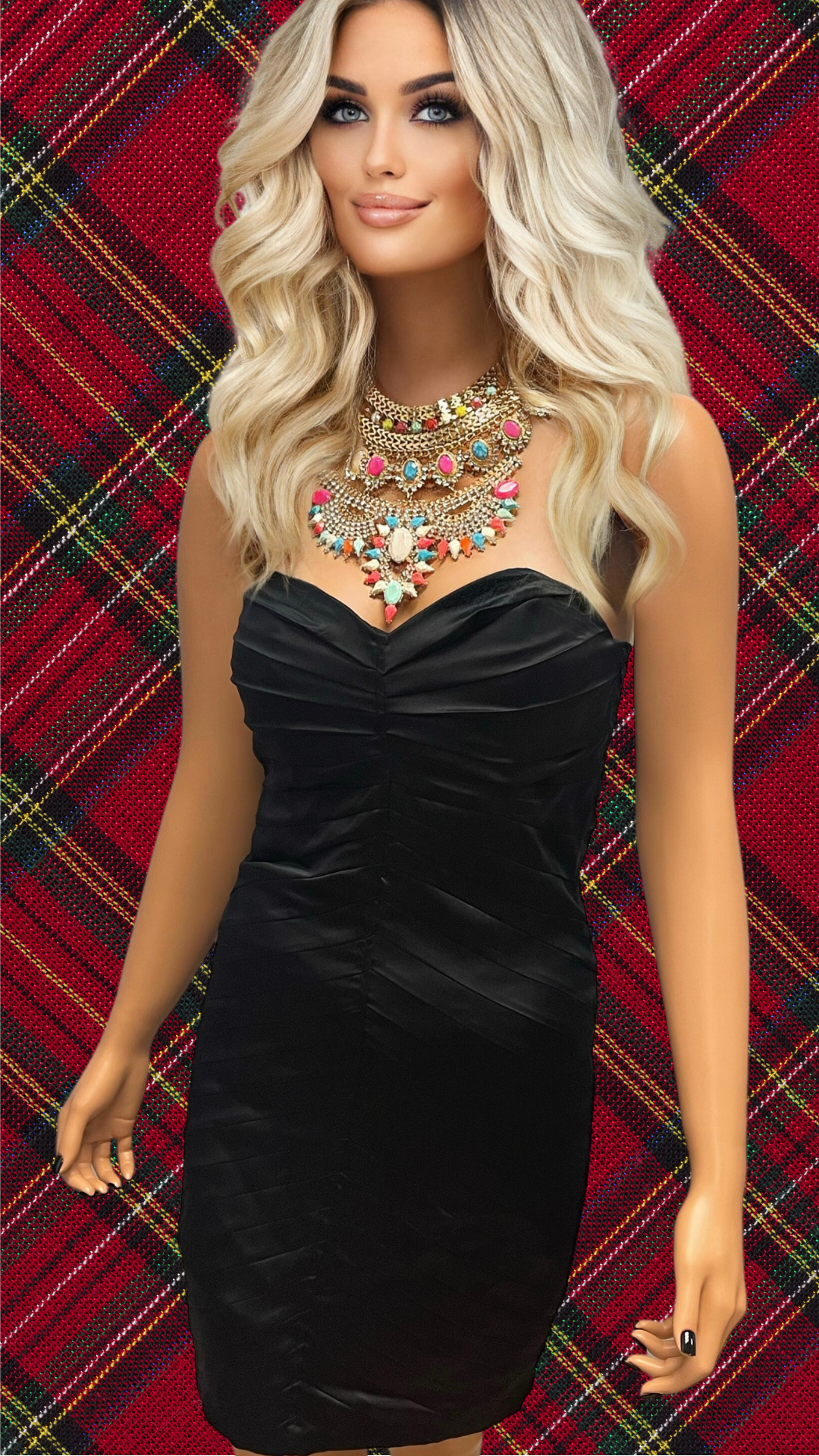 Large Statement Choker Collar Necklace-Multicolor