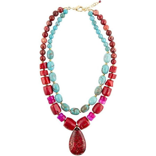 Barse Mija Magenta Jasper Statement Necklace