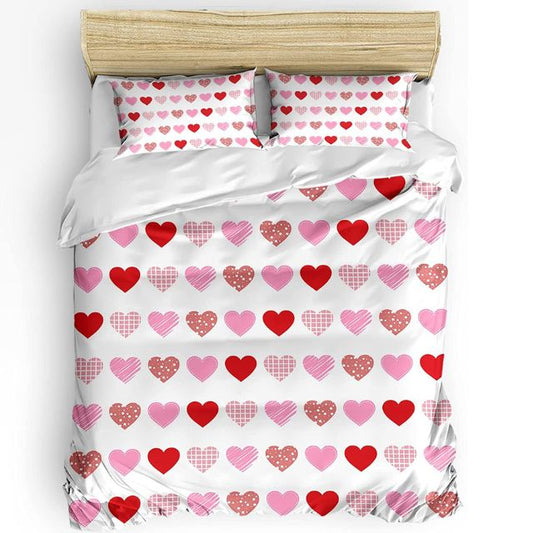 Sabolny Red Pink Valentines Love Queen Duvet Cover Set