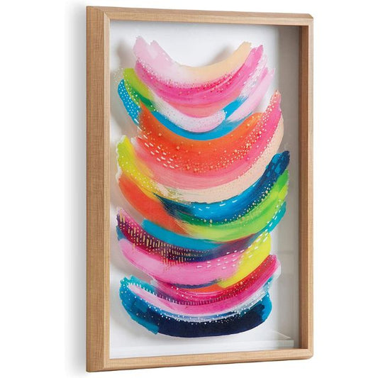 Kate and Laurel Blake Bright Abstract Framed Printed Glass Art by Jessi Raulet of EttaVee, 18x24 Natural