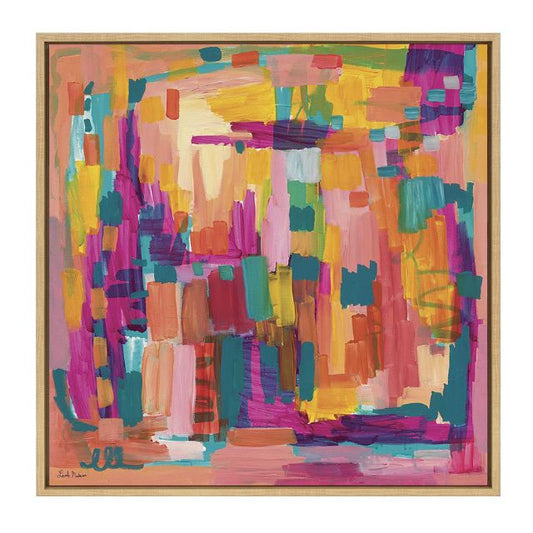 Kate and Laurel Sylvie I Feel Pretty Framed Canvas Wall Art by Leah Nadeau, 30x30 Natural