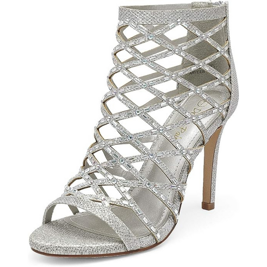 DREAM PAIRS Rhinestone Ankle Strap Open Toe Stiletto Heel